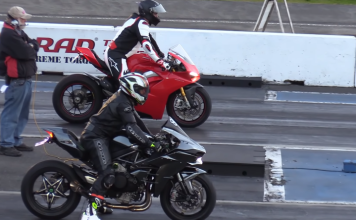 Ducati Panigale V vs Kawasaki H ćwiartka drag race