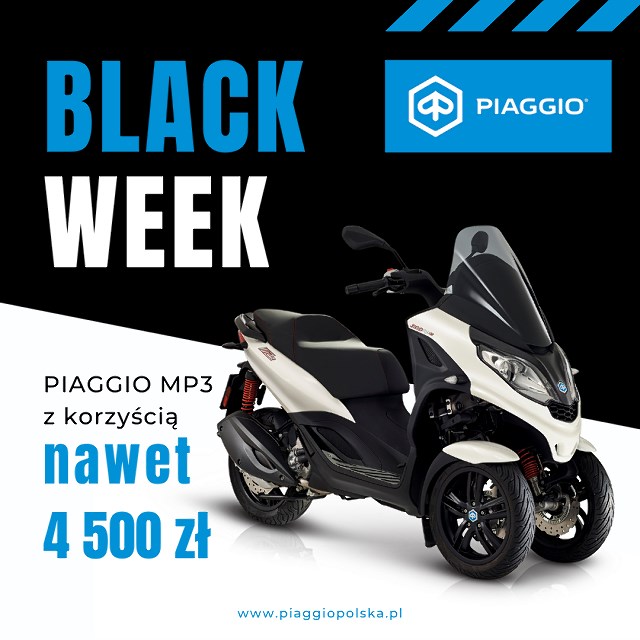 Black Week czas zacząć! Kup skuter Piaggio nawet 4500 zł taniej!