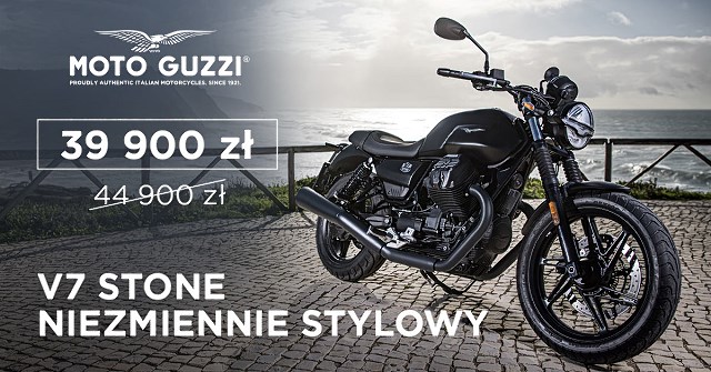 Najbardziej oldchoolowy sprzęt z gamy motocykli Moto Guzzi – V7 Stone – teraz w cenie 39 900 zł!