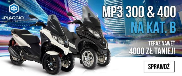 Promocja Piaggio Polska – MP3 300 i MP3 400 teraz taniej nawet o 4 000 złotych