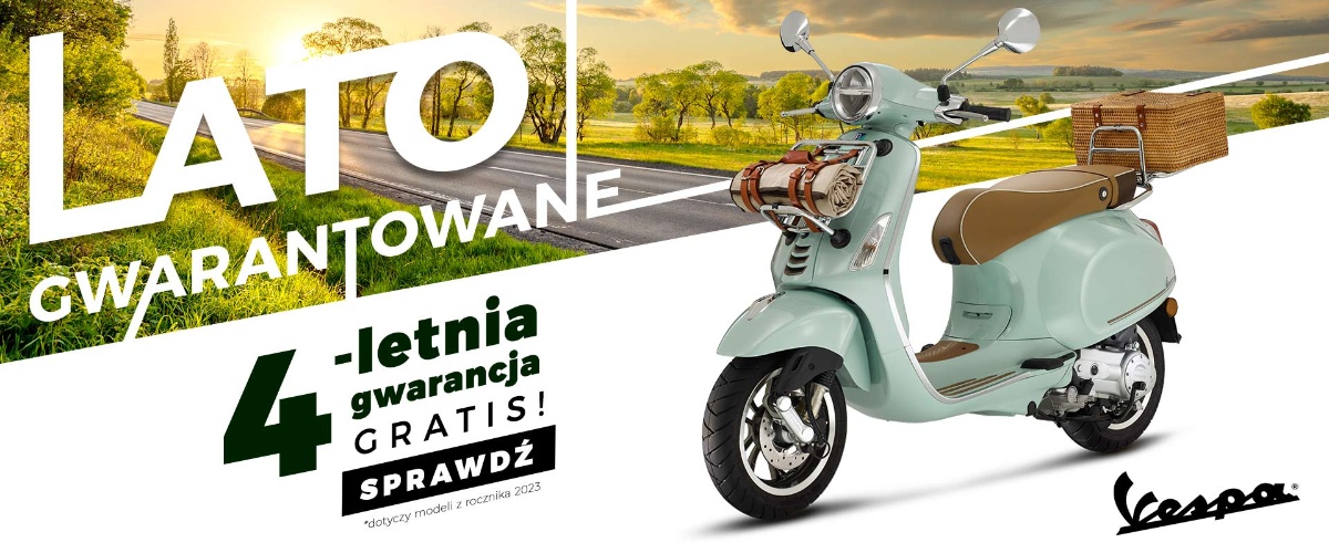 Lato gwarantowane! Motocykle i skutery Aprilia, Moto Guzzi, Piaggio i Vespa teraz z 4-letnią gwarancją!