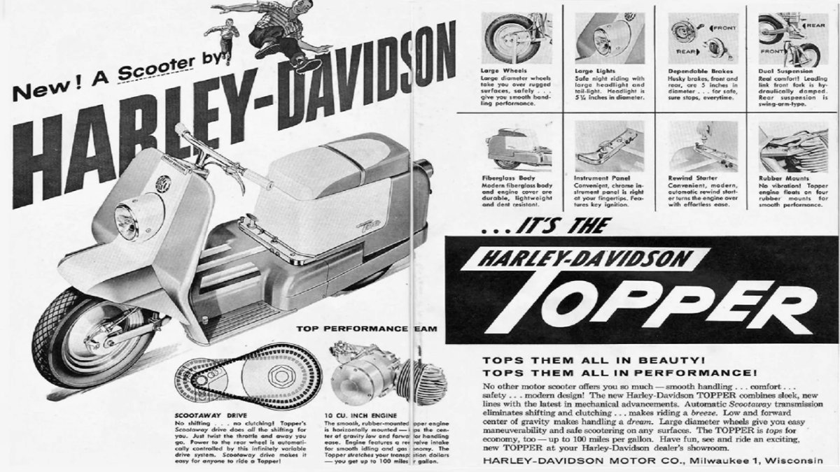 Skuter Harley-Davidson Topper. Amerykańska odpowiedź na Vespę i Lambrettę [historia, opis, dane techniczne]