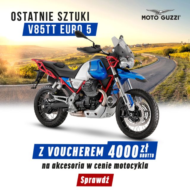 Kup Moto Guzzi V85TT w wersji Euro 5 a akcesoria o wartości 4000 zł dostaniesz w cenie motocykla!