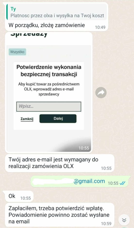Uwaga oszust na OLX! Pr&oacute;bowali wyłudzić ode mnie pieniądze tuż po dodaniu ogłoszenia sprzedaży!