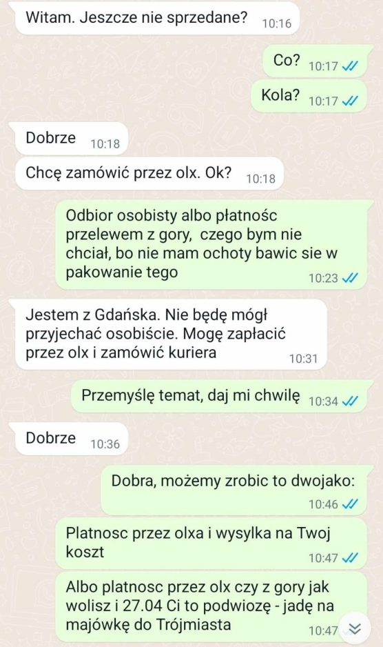 Uwaga oszust na OLX! Pr&oacute;bowali wyłudzić ode mnie pieniądze tuż po dodaniu ogłoszenia sprzedaży!