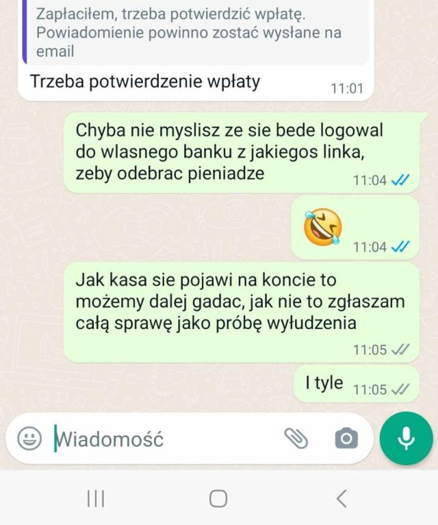 Uwaga oszust na OLX! Pr&oacute;bowali wyłudzić ode mnie pieniądze tuż po dodaniu ogłoszenia sprzedaży!