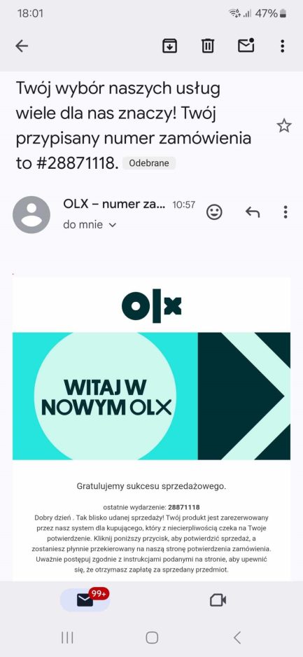 Uwaga oszust na OLX! Pr&oacute;bowali wyłudzić ode mnie pieniądze tuż po dodaniu ogłoszenia sprzedaży!