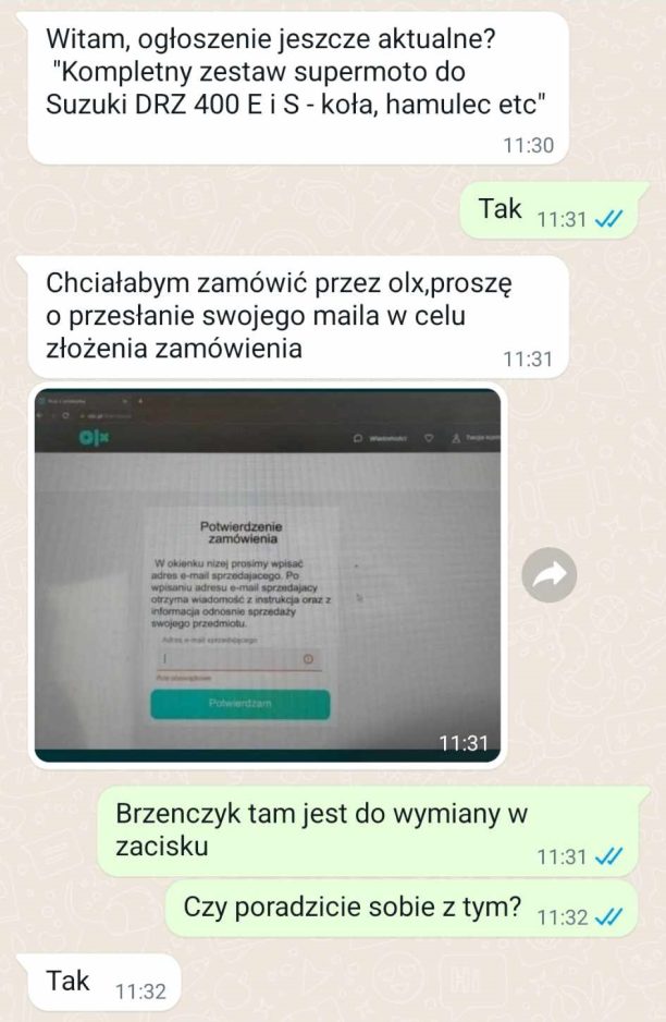 Uwaga oszust na OLX! Pr&oacute;bowali wyłudzić ode mnie pieniądze tuż po dodaniu ogłoszenia sprzedaży!