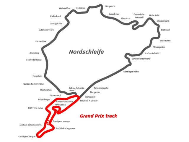 Nurburgring Nordschleife GP Track mapka