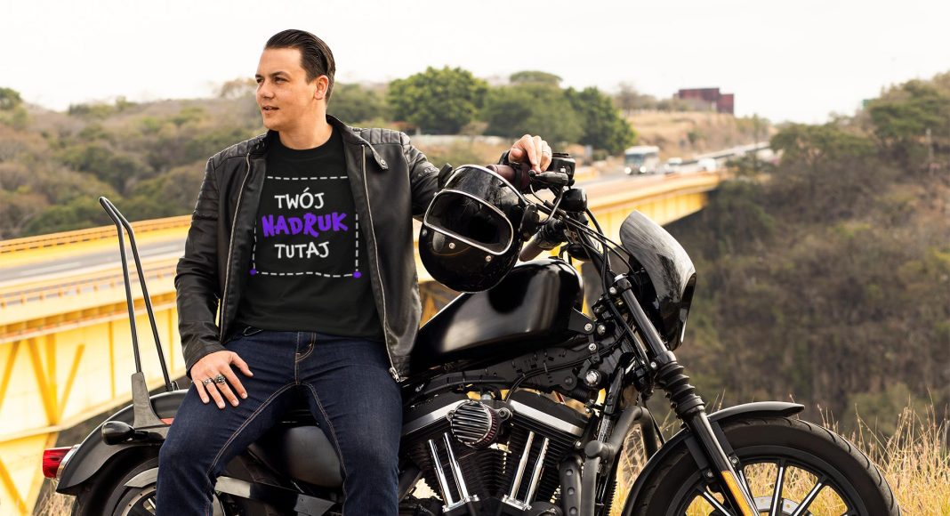 koszulka motocyklowa bobber czlowiek na motocyklu 2