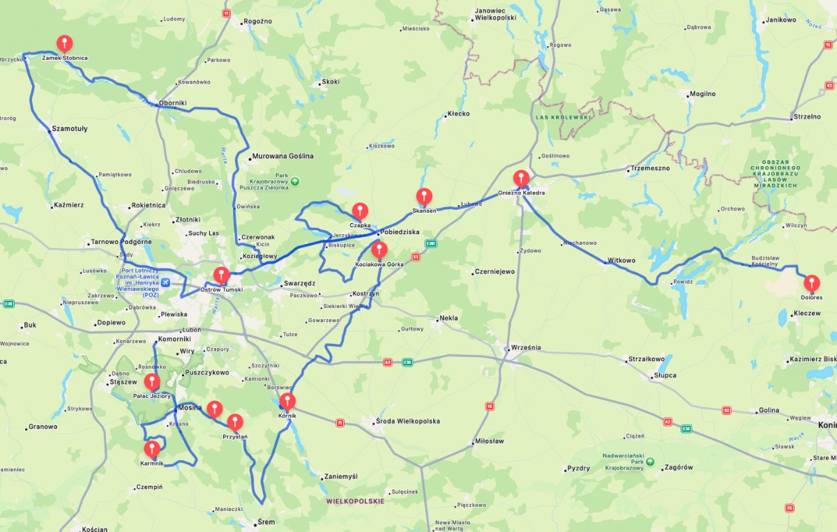 Wielkopolska na weekend 2026 mapa gpx
