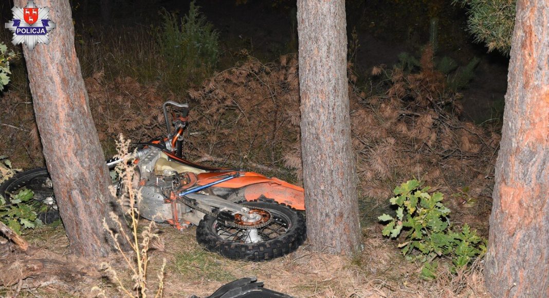 KPP Lukow wypadek motocykla w lesie